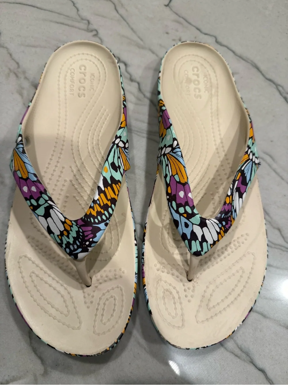 Crocs Kadee II Butterfly Flip Flops Women’s Size 9 Iconic Comfort VGC